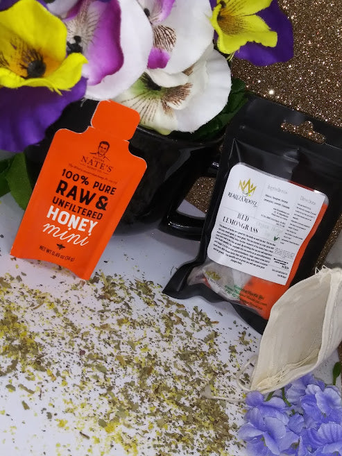 Feeling a little stressed out and just want a relax calm feeling than this is the tea just for you. Some of the herbs in this tea like Lavender helps with that. Or maybe you have some inflammation, or need to boost your iron.  Enjoy our Small Red Lemongrass Tea. It comes with 1 Tea Bag, and 1 Honey Packet. Don't fret about having a one time use. Our tea bags can be used more than once. So enjoy until the flavor is not to your liking. 